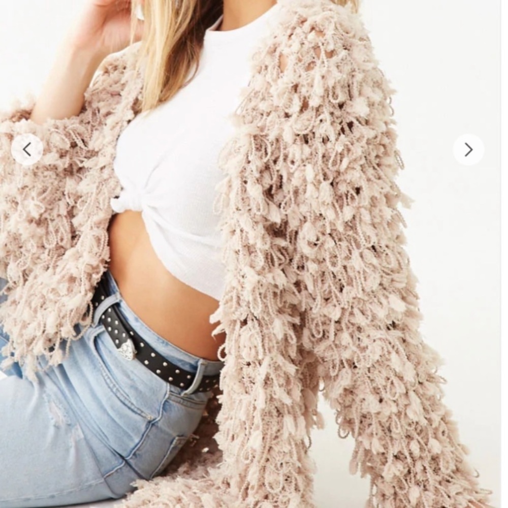 Shaggy Open-Knit Cardigan